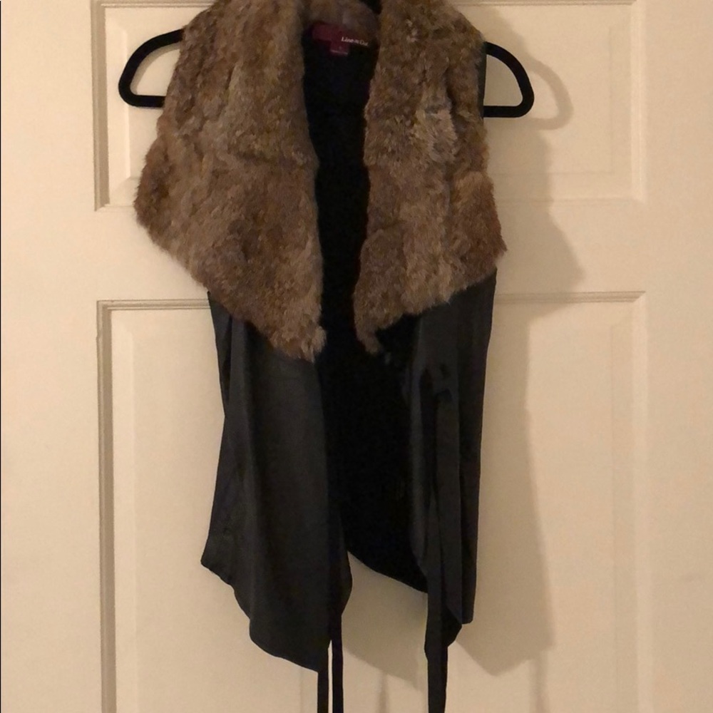 Leather and fur vest
